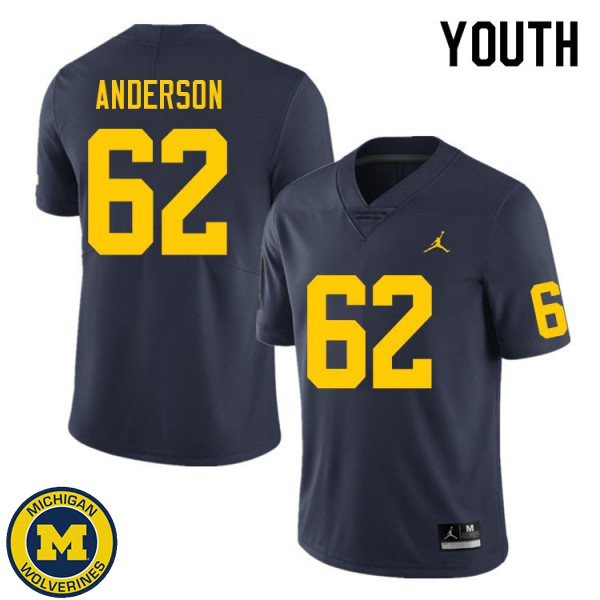 Youth Michigan Wolverines #62 Raheem Anderson Navy Fashion Player Jersey